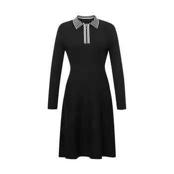 Платье Deep Breath с воротником-поло, черный