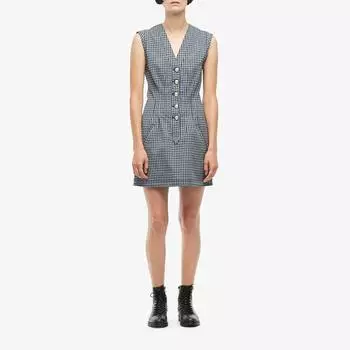 Платье Derek Lam 10 Crosby, V-Neck Fit-and-Flare Dress w/ Snaps
