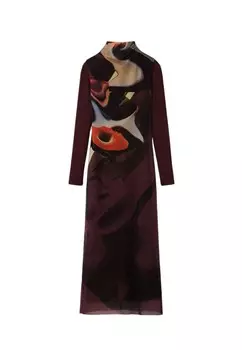 Платье Desigual макси, коричневый