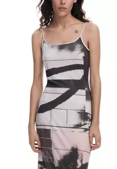 Платье Desigual с принтом, бежевый