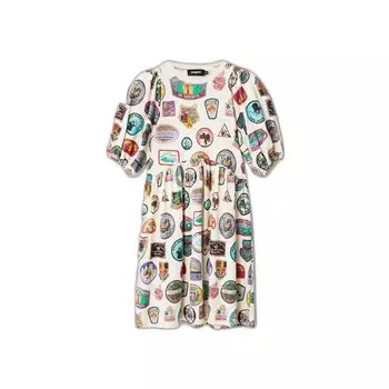 Платье Desigual Stamps, белый