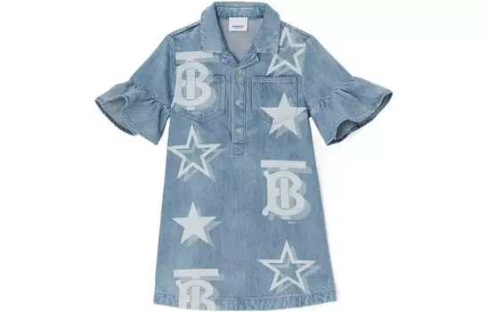 Платье детское Burberry, синий / белый