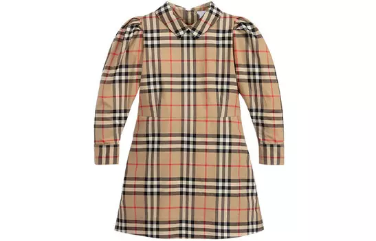 Платье детское Burberry в клетку, бежевый