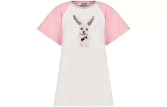 Платье детское Dior с принтом, слоновая кость