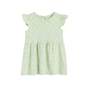 Платье детское H&M Ruffle-trimmed, светло-зеленый/цветы