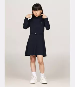 Платье детское Tommy Hilfiger с воротником-стойкой и поясом, синий