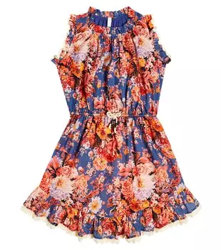 Платье Devi из хлопка с цветочным принтом Zimmermann Kids, разноцветный