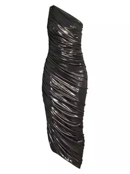 Платье Diana с эффектом металлик и рюшами на одно плечо Norma Kamali