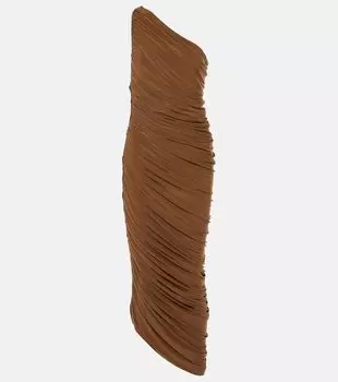 Платье Diana с рюшами, миди, с одним плечом Norma Kamali, бронзовый