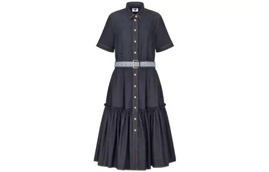 Платье Dior с короткими рукавами, темно-синий