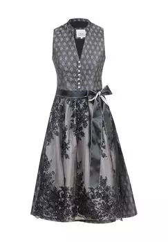 Платье дирндль, планка на пуговицах, разрез горловины, для женщин MarJo, черный