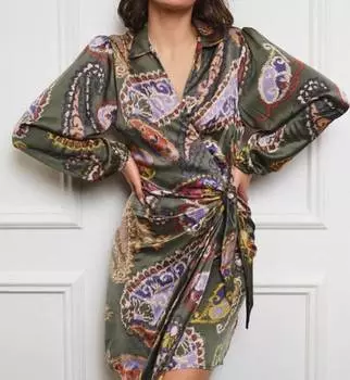 Платье Divanna темно-зеленого цвета с разноцветным принтом ESQUALO