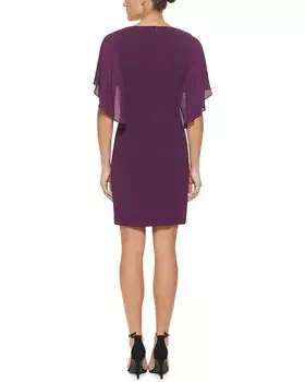 Платье DKNY Chiffon Cape Overlay Dress, цвет Wine
