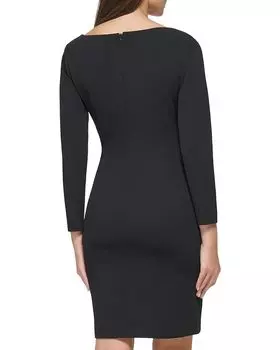 Платье DKNY Long Sleeve Double D Hardwear Scuba Crepe, черный