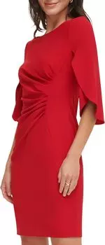 Платье DKNY Open Sleeve Ruched Sheath, цвет Scarlet