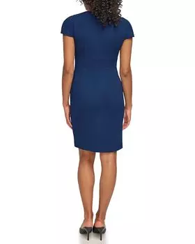 Платье DKNY Pin Tuck Cap Sleeve Sheath Dress, цвет Coastal Blue