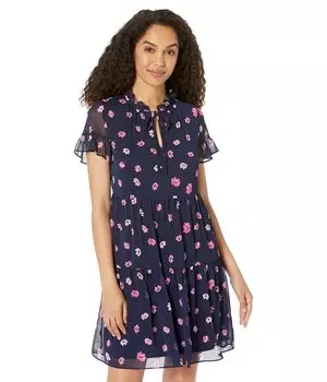 Платье DKNY, Printed Ruffle Neck Dress