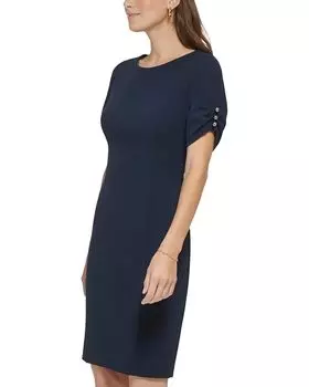 Платье DKNY Puff Sleeve Gunmetal Trim Sheath Dress, цвет Spring Navy