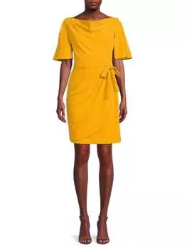 Платье DKNY с воротником-хомутом и искусственным запахом, golden