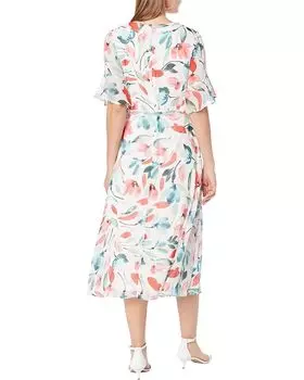 Платье DKNY Short Sleeve Tie Wrap Dress, цвет Print 7854/Ivory/Melon Multi