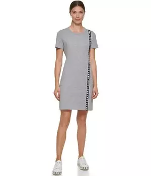 Платье DKNY, Short Sleeve Vertical Logo Tape Tee Dress