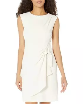 Платье DKNY Sleeveless Faux Wrap with Hardware, кремовый