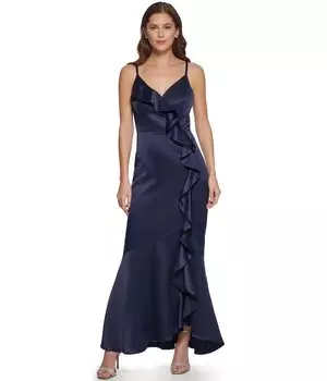 Платье DKNY, Sleeveless Ruffled V-Neck Gown
