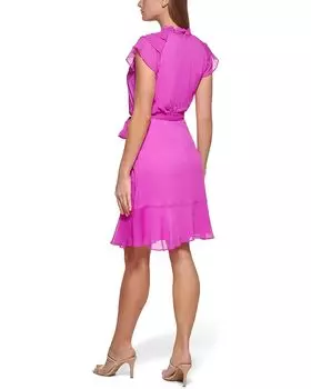 Платье DKNY Triple Sleeve Tie Waist Dress, цвет Flamingo