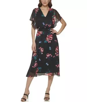 Платье DKNY, V-Neck Flutter Sleeve Dress