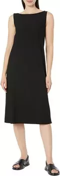 Платье длиной до икры с вырезом Bateau Eileen Fisher, черный