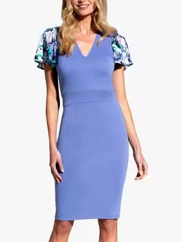 Платье длиной до колена из джерси с цветочным принтом HotSquash Ponte, Wildblue/Темно-синий