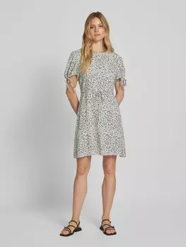 Платье длиной до колена из вискозы, модель «KAYA» Vila, кремовый