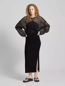 Платье длиной до колена с американской проймой, модель «ALICIA» Pieces, черный