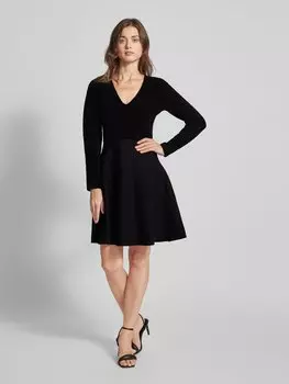 Платье длиной до колена с фактурным узором, модель «Оттоманка» Emporio Armani, черный