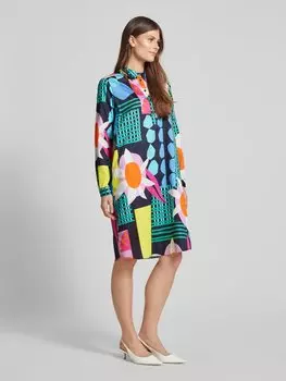 Платье длиной до колена с короткой планкой на пуговицах Milano Italy, темно-синий