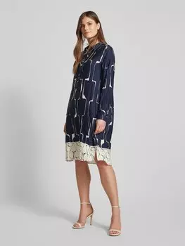 Платье длиной до колена с короткой планкой на пуговицах Milano Italy, темно-синий