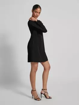 Платье длиной до колена с круглым вырезом и искусственным мехом Jake*s Collection, черный