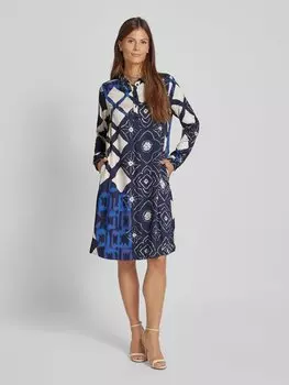 Платье длиной до колена с отложным воротником Milano Italy, темно-синий