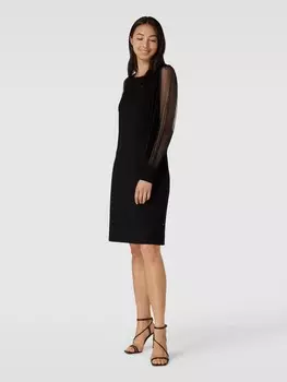 Платье длиной до колена с полупрозрачными рукавами ROBE LGRE, черный