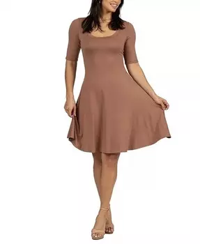 Платье длиной до колена с рукавами до локтя 24seven Comfort Apparel, коричневый
