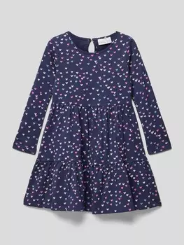 Платье длиной до колена с узором по всей поверхности Happy Girls, темно-синий