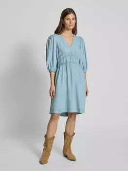 Платье длиной до колена с V-образным вырезом, модель «Dezzan» BOSS Orange, светло-голубой