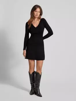 Платье длиной до колена с V-образным вырезом, модель «LIZETTA» Vila, черный
