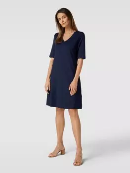 Платье длиной до колена с V-образным вырезом Lanius, темно-синий