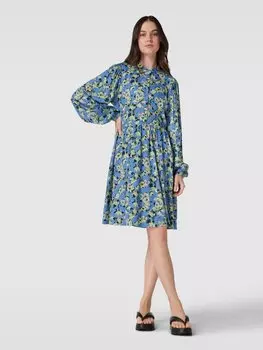 Платье длиной до колена с воротником-стойкой, модель «Яна» Selected Femme, синий