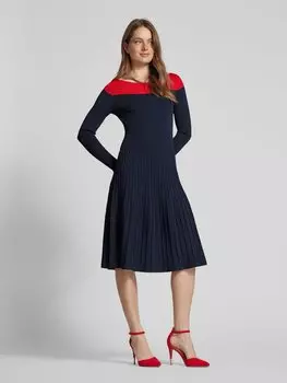 Платье длиной до колена с вырезом лодочкой, модель 'PATNEY' Lauren Ralph Lauren, темно-синий