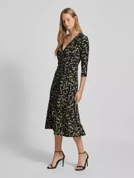 Платье длиной до колена с завязывающимся поясом, модель «CARLYNA» Lauren Ralph Lauren, черный