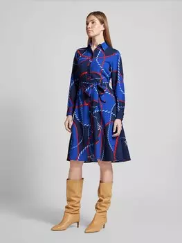 Платье длиной до колена с завязывающимся поясом, модель 'KARALYNN' Lauren Ralph Lauren, синий