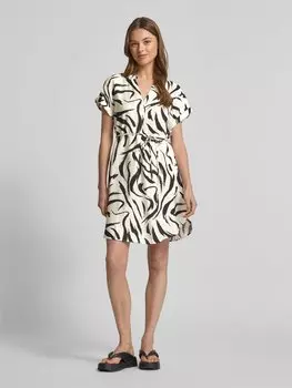 Платье длиной до колена с завязывающимся поясом, модель «CLO» Vila, кремовый