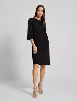 Платье длиной до колена с жемчугом Marc Cain, черный